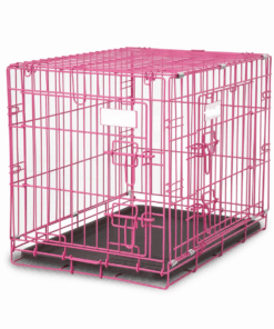 Folding Metal Wire Pet Crate Cage PINK - M