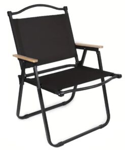 Folding Portable Luxury Camp Chair with Handle & Wooden Armrests