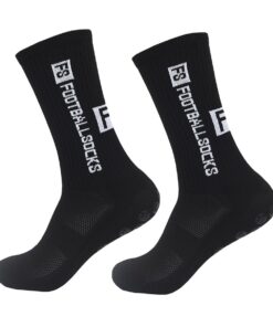 Football Anti-slip Socks for Adult Men Athletic Socks crew neck high socks - Black