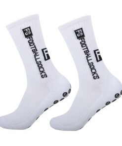 Football Anti-slip Socks for Adult Men Athletic Socks crew neck high socks - White