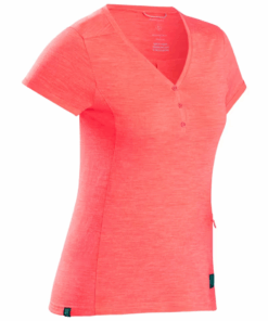 Forclaz Women's Travel Trekking Merino Wool Short-Sleeved T-Shirt 500-coral - L
