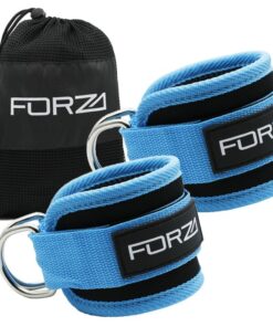 FORZA Premium Adjustable Ankle Straps (Pair) for Gym Cable Machine & Pulley - Blue