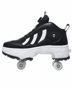 Four Wheel Roller Skates -Classic High-top Adjustable Inline-138 - Black - UK 4