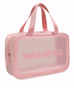 Frosted Large Capacity Waterproof Toiletry Bag with Handle - Pink
