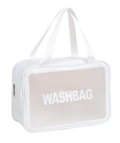 Frosted Large Capacity Waterproof Toiletry Bag With Handle - White