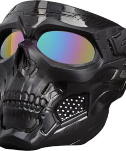 Full Face Motorcycle GelSoft Paintball Airsoft Mask NTMS220 Black Rainbow