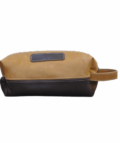 Full Leather Toiletry Bag - ChocBrown and Tan