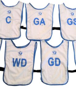 Fury Netball Bibs With Positions - Set Of 7 - White & Blue