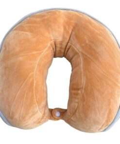 Gadget Boost Travel Neck-Pillow with Fastener - Foam Filled - Cream