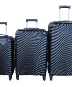 GAILY 3-Piece Black ABS Luggage Set with Spinner Wheels & Combination Locks
