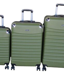 GAILY 3-Piece Dark Olive Green ABS Luggage Set Combination Lock and Wheels