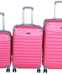 GAILY 3-Piece Pink ABS Hard-Shell Spinner Luggage Set with 4 Wheels & Lock