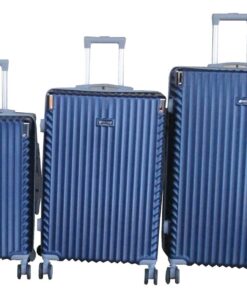Galaxia 3-Piece Navy ABS Suitcase Set with Spinner Wheels, Lock & Handle