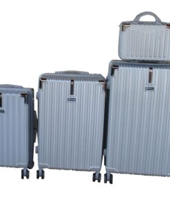 Galaxia 4-Piece ABS Luggage Set - Lightweight Silver Hard-Shell Suitcases
