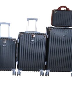 Galaxia 4-Piece Black ABS HardShell Luggage Set with Spinner Wheels & Locks