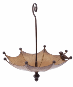 Garden Decor Hanging Metal Umbrella-Shaped Bird Feeder Tray & Bath (23.5cm)