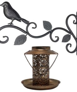 Garden Decor Wall Mounted Birdy Hook With Hanging Solar LED Bird Feeder