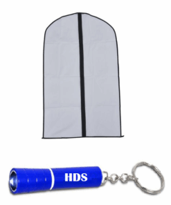 Garment Zip Bag - 60 x 137cm with HDS Branded Keyring Torch - Black, White