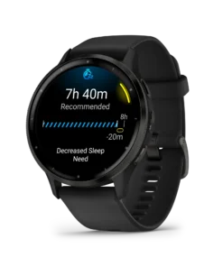 Garmin VenuÂ® 3 Slate stainless steel bezel with black case and silicone