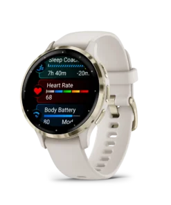 Garmin VenuÂ® 3S Soft Gold Stainless Steel Bezel with French Gray Case