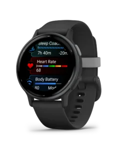 Garmin vÃ­voactiveÂ® 5 Slate Aluminium bezel with black case and silicone