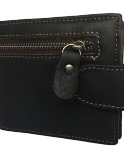 Genuene Leather Zipped Men Wallet - Black