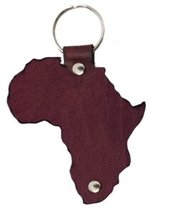Genuine Leather Africa Keyring - Cherry