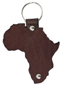 Genuine Leather Africa Keyring - Saddle