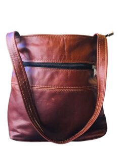 Genuine Leather Amanda Handbag - Dark Brown