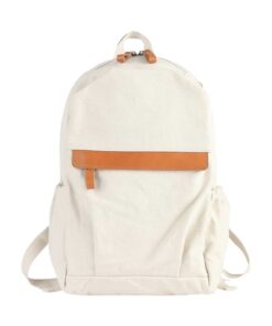 Genuine Leather and Canvas Backpack/Laptop Bag YU-888790 - White