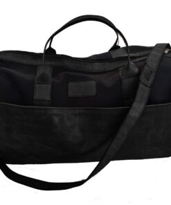 Genuine Leather and Canvas Duffel Bag - Cabin Black - Black