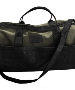 Genuine Leather and Canvas Duffel Bag - Cabin khaki - Black