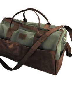 Genuine Leather and Canvas Duffel Bag - Large Khaki - Saddle