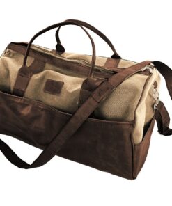 Genuine Leather and Canvas Duffel Bag - Large Oatmeal - Saddle