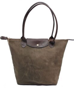Genuine Leather and Real Waxed Canvas Tote - Sand