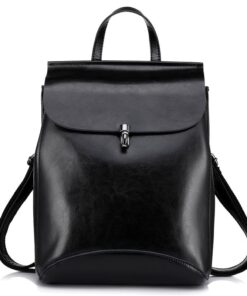 Genuine Leather Backpack Purses for Women Fashion Casual Backpacks Shoulder - Black