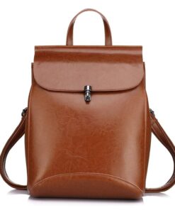 Genuine Leather Backpack Purses for Women Fashion Casual Backpacks Shoulder - Brown