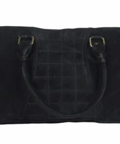 Genuine Leather Black Handbag with Fixed and Removable Strap