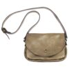 Genuine Leather Button Closure Handbag - Butterscotch