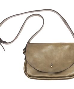 Genuine Leather Button Closure Handbag - Butterscotch