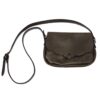 Genuine Leather Button Closure Handbag - Scallop - Espresso