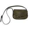 Genuine Leather Button Closure Handbag - Scallop - Olive