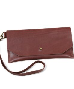 Genuine Leather Clutch Wallet - Bourbon