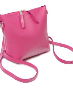 Genuine Leather Convertible Bag - Crossbody, Back Pack , Sling & Clutch Bag - Barbie Pink