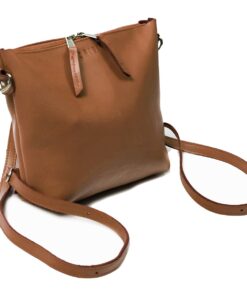 Genuine Leather Convertible Bag - Crossbody, Back Pack , Sling & Clutch Bag - Pecan Toffee Brown