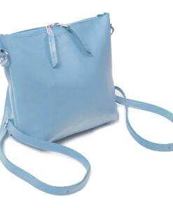 Genuine Leather Convertible Bag - Crossbody, Back Pack , Sling & Clutch Bag - Sky Blue