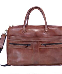 Genuine Leather Corporate Laptop Bag - 11 - 14" - Cognac