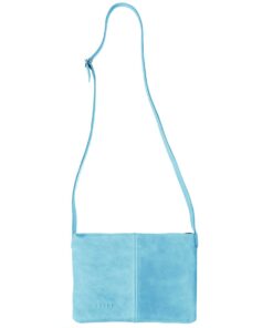 Genuine Leather Crossbody Bag - Medium - Brights Edition - Baby Blue
