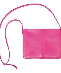 Genuine Leather Crossbody Bag - Medium - Brights Edition - Barbie Pink