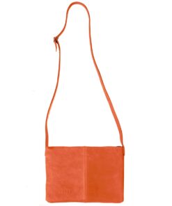 Genuine Leather Crossbody Bag - Medium - Brights Edition - Tangerine
